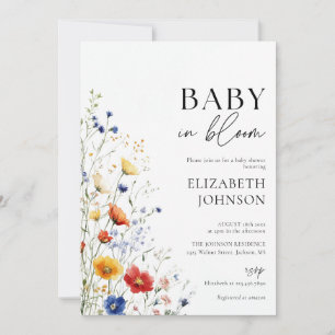 Invitation Bébé en fleurs Baby Shower Wildflower tout en un