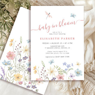 Invitation Bébé en fleurs bébé fille sauvageonne showering