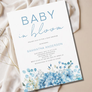 Invitation Bébé en fleurs bleu floral garçon Baby Shower