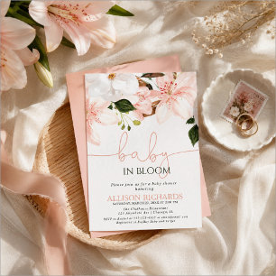 Invitation Bébé en fleurs de lys floraux pour la baby shower 