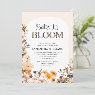 Invitation Bébé en fleurs Élégante aquarelle Fleurs sauvages
