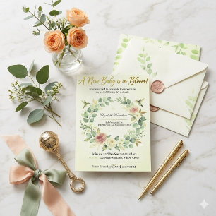 Invitation Bébé en fleurs   Élégante flore botanique
