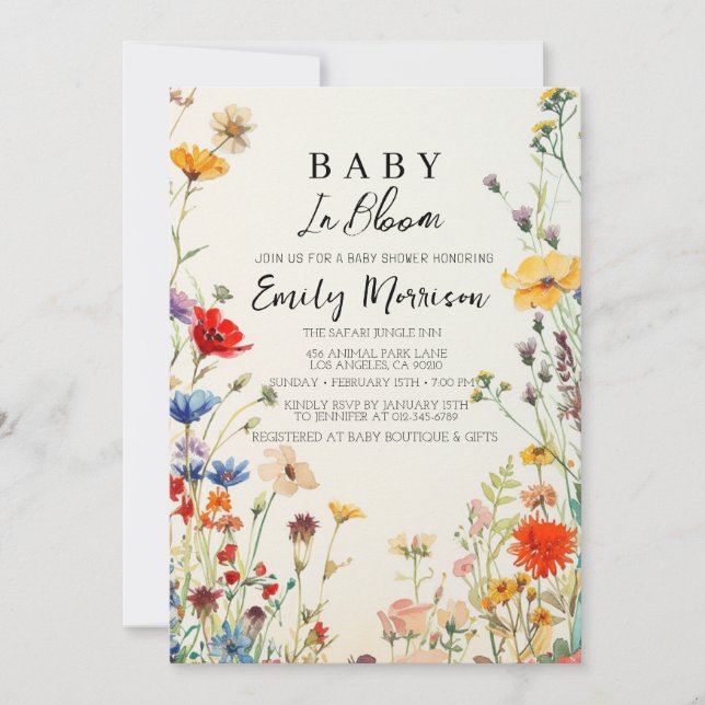 Invitation Bébé en fleurs et fleurs I Baby shower (Devant)