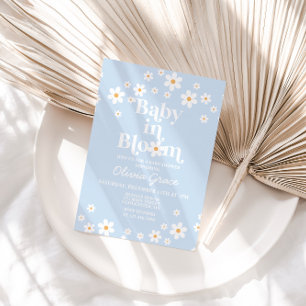 Invitation Bébé en fleurs ! Fête de bébé bleu pâle Daisy