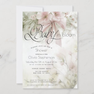 Invitation Bébé en fleurs Fête de naissance Fleurs roses bébé