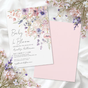 Invitation Bébé en fleurs Fête prénatale pour bébé fille