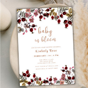 Invitation Bébé en fleurs Fleur sauvage Baby shower Berry