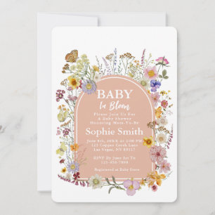 Invitation Bébé en fleurs Fleur sauvage Dusty rose