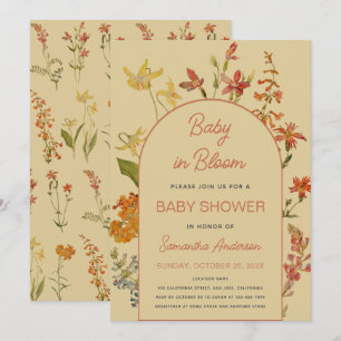 Invitation Bébé en fleurs Fleurs sauvages Floral douche vinta