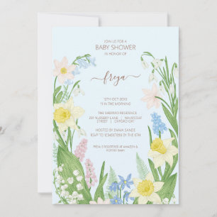 Invitation Bébé en fleurs Printemps Baby shower de Pâques