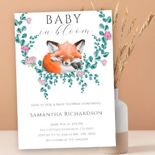 Invitation Bébé en fleurs Renard de la forêt Fête bébé floral