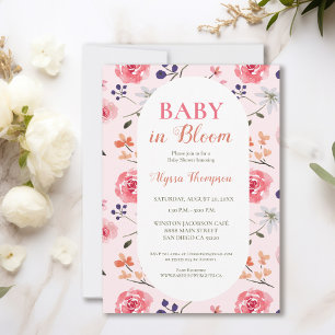 Invitation Bébé en fleurs rose Baby shower personnalisé