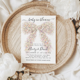 Invitation Bébé en fleurs sauvages printemps Nœud Bébé Shower