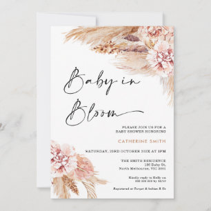 Invitation Bébé en laiton flush Boho Pampas en fleur