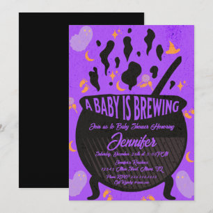 Invitation Bébé en préparation Fête de bébé rétro fantomatiqu