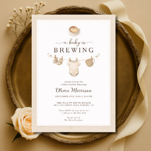 Invitation Bébé est en train de préparer un café Baby Shower