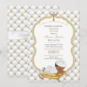 Invitation Bébé ethnique Baptême Baptême Christening Gold Cro