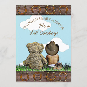 Invitation Bébé ethnique de Cowboy et Baby shower d'ours en p