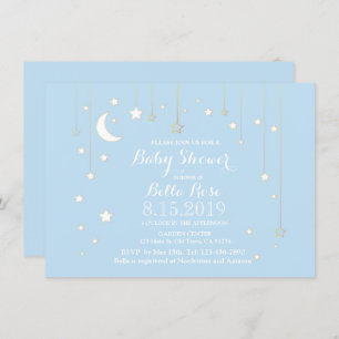 Invitation Bébé étoile bleue lune garçon baby shower invitati