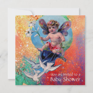 Invitation BÉBÉ FAIRY AVEC DES POIDS DANS SPARKLES Gold Metal