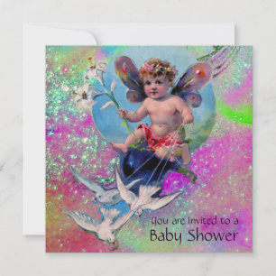 Invitation BÉBÉ FAIRY AVEC DES POIDS EN PANNEAUX Gold Rose