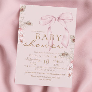 Invitation Bébé Fille Arc-en-ciel Fête Prénatale Rose Pâle