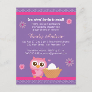 Invitation Bébé Fille, Chouette Bébé Shower