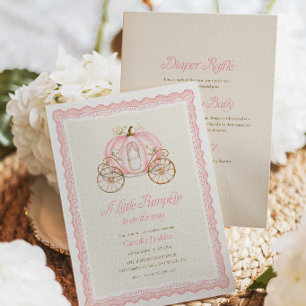 Invitation Bébé Fille Citrouille Rose Tout en Un