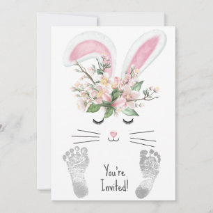 Invitation Bébé fille douche avec lapin mignon