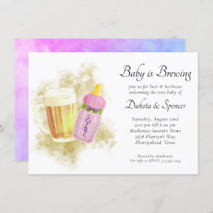 Invitation Bébé fille est en train de brasser   Douche extéri