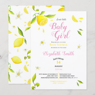 Invitation Bébé fille été printemps citron thème bébé douche