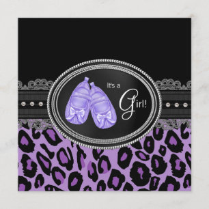 Invitation Bébé Fille Lavande Violet Léopard Shower