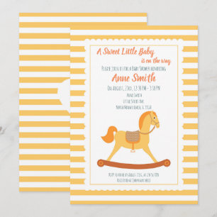 Invitation Bébé fille ou garçon Douche cheval à bascule