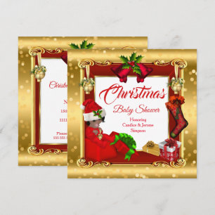 Invitation Bébé fille ou garçon Shower de Noël Boîte AA Rouge