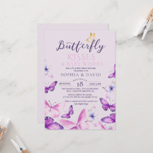Invitation Bébé Fille Papillon Violet Baby Shower