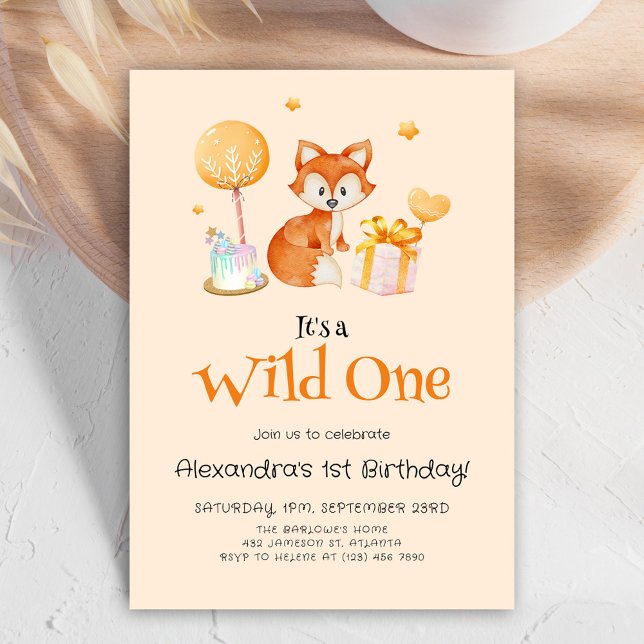 Invitation Bébé Fille sauvage Un premier anniversaire (Baby Girl Wild One First Birthday Invitation)