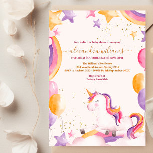 Invitation Bébé fille Unicorn Baby shower de Parties scintill