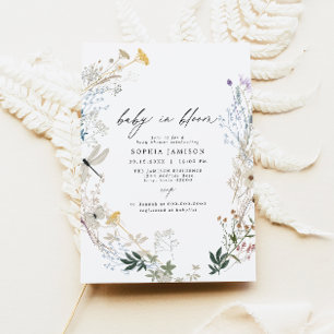 Invitation Bébé Fleur sauvage Boho Delicate dans le Baby show