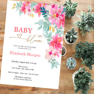 Invitation Bébé Fleur sauvage coloré dans le Baby shower en f