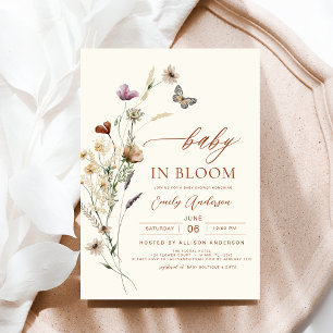 Invitation Bébé fleur sauvage en Fleur Baby shower en terre c