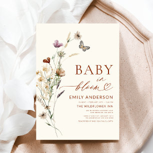 Invitation Bébé fleur sauvage en Fleur Baby shower en terre c