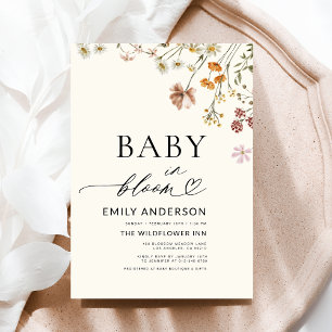 Invitation Bébé fleur sauvage en Fleur Baby shower en terre c