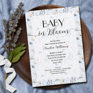 Invitation Bébé fleur sauvage en Fleur Blue Boy Douche