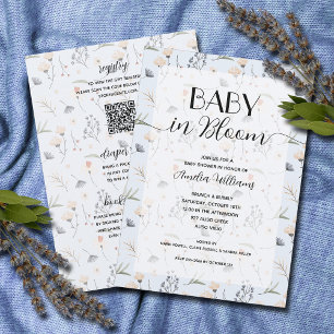 Invitation Bébé fleur sauvage en Fleur Garçon tout en une dou