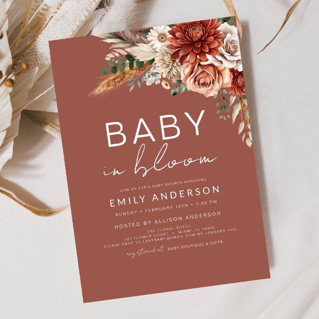 Invitation Bébé fleur sauvage en fleurs Baby shower d'automne (Créateur téléchargé)