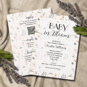 Invitation Bébé fleur sauvage en fleurs douche ivoire tout en