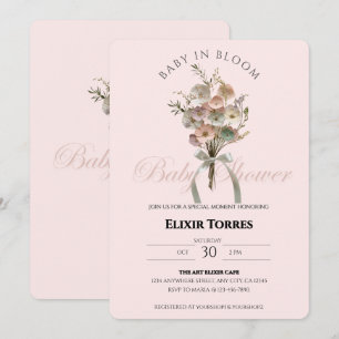 Invitation Bébé Fleur sauvage habillé dans le Baby shower Blo