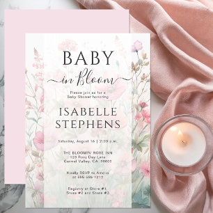 Invitation Bébé Fleur Sauvage Romantique en Fleur Baby Shower