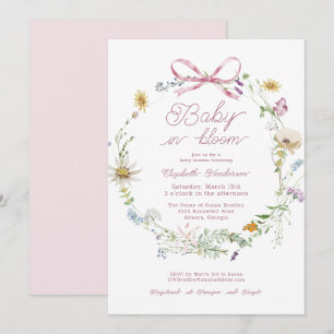 Invitation Bébé Fleur sauvage Rose Dans Baby shower Fleur
