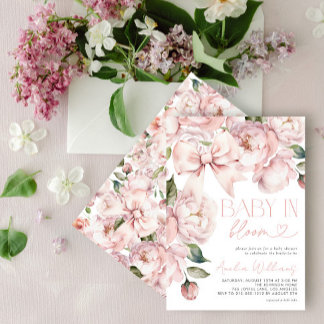 Invitation Bébé floral moderne en fleurs fille douche